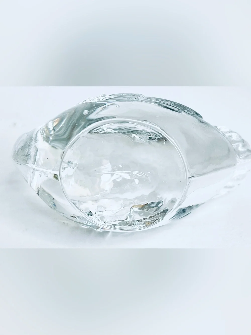 Vintage Clear Art Glass Swan Figurine Heavy Hand Blown Bird Decor 4”